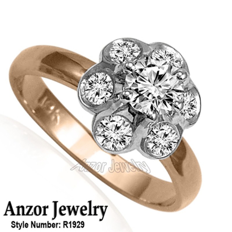 Platinum and 18k Rose Gold Diamond Ring #R1929
