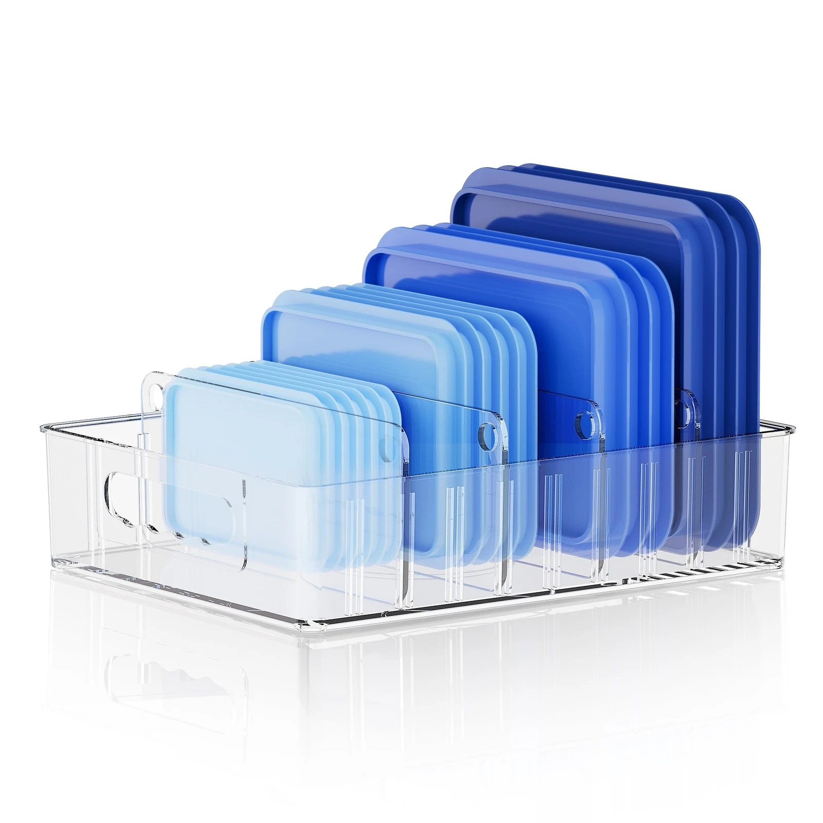 Lid Organizers Inside Cabinet, Clear Plastic Storage Lid Organizer With 4 Adj...
