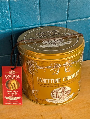 X2 TINS Lazzaroni Chiostro Di Saronno Panettone Classico Tin 1KG Size Red & Gold - Picture 8 of 9