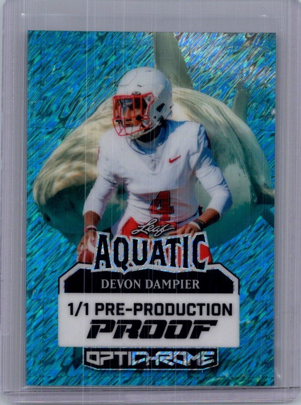 Devon Dampier 2025 Leaf Optichrome Football 1/1 Pre Production Proof