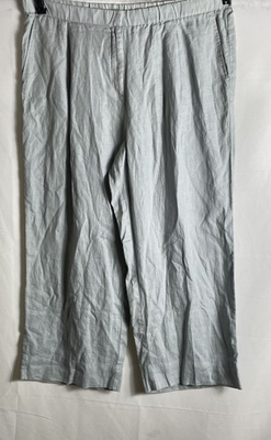 #ad Eileen Fisher Women#x27;s Geyser Organic Linen Wide Pleated F L Pants NWT 2X $39.09