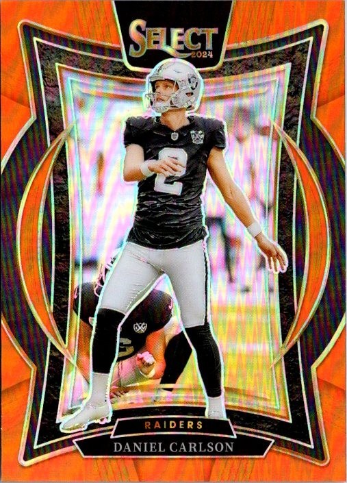 2024 Panini Select Daniel Carlson #43 Orange /49 Las Vegas Raiders SP Card