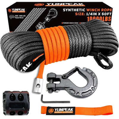 #ad Synthetic Winch Rope Kit 1 4quot; x50 ft 10000LBS Winch Cable Replace Kit with ... $46.46
