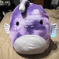 Squishmallows Easton Anglerfish Large Plush Purple 2022 Kellytoy SQK3146