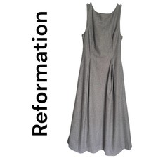 NWT Reformation Valene Elegant Boat Neck Gray Wool Sleeveless Dress Size 2