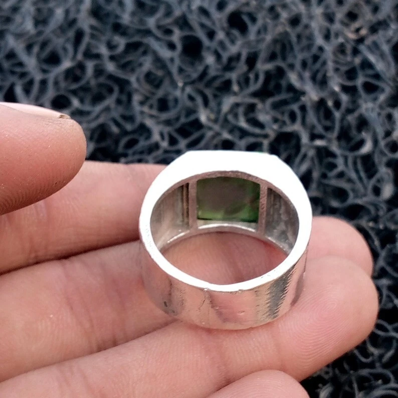 Anillo de compromiso de cobre turquesa plata de ley 925 hecho a mano anillo para hombre B121 Foto 3 de 4