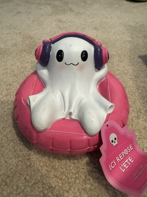 Summerween Ghost in Pool Float w/ Headphones Decor Kawaii Style 8''