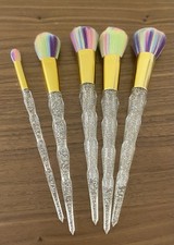 5 Piece Rainbow Glitter Handle Makeup Brush Set New