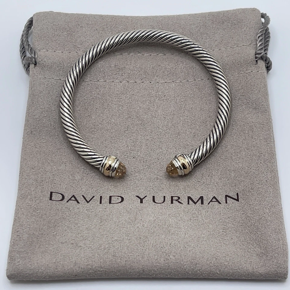 Brazalete David Yurman Cable Classics 5mm Morganita y Oro 14K Cable Foto 3 de 4