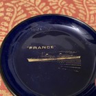 VTG SS France Ocean Liner Cobalt Blue gLass IVOREX? Trinket Coin PINTray Dish — photo 4