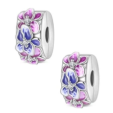 KUNSIR 2PCS Sterling Silver Stopper Clip Charm for Bracelet Necklace Spacer Bead