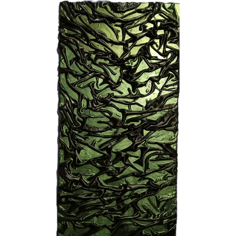 Green Crinkled Textured Patterned Fabric Sheet Material for Crafts