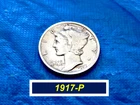 1917-P Mercury Dime ➫  PARTIAL SPLIT BANDS)  ➫  CIRCULATED "XF-AU"  ➫  317