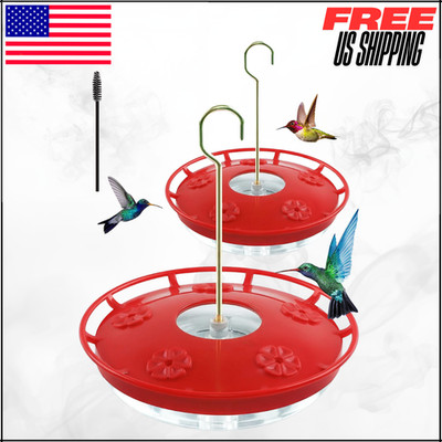 Hummingbird Feeders Leak Proof Dish-Style Scale Ant Moat Easy Clean Plastic 2PK