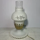 Vintage Milk Glass Boudoir Lamp Frosted Shade 10 3/4" Electric Lamp