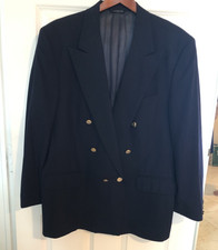 Vintage BURBERRYS, Navy Blue, Super 100's Wool, Double Breasted Blazer, 42 R