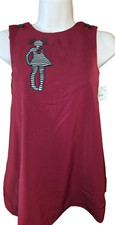 VTG Chocolate Soup Jumper Dress Burgundy w/ Black White Striped Girl Size Y6