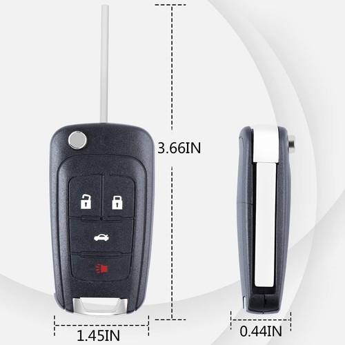 Flip Keyless Entry Remote Key Fob Replacement Fits for Chevy Equinox 4Btn x2 - Picture 3 of 7