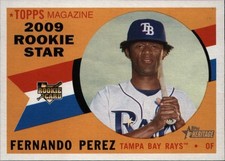 2009 Topps Heritage - Rookie Star Fernando Perez Tampa Bay Rays RC Card #120. rookie card picture