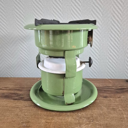 Vtg Enamelware Stove Kerosene 1-wick Campstove camping cooker Paraffin green - Picture 2 of 8