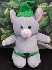Vintage Dakin Gray Mouse Plush 6.5" Wearing a Hat and Belt