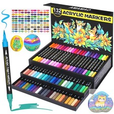 132 Colors Acrylic Paint Markers Pens Set,66 Pack Brush Acrylic Paint Markers