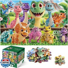Jumbo Floor Puzzle for Kids Ages 4-6,48 Piece Cartoon Dinosaur Large Jigsaw P...