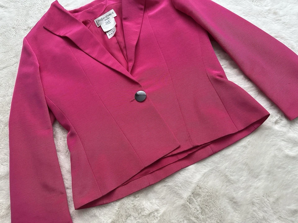 Винтажный Yves Saint Laurent вариации хлопок/вискоза костюм / размер 12 - Изображение 4 из 4