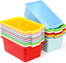 16 Pack Cubby Bins Classroom Toys Bins, Plastic Books Storage Bins, Easy-To-Grip