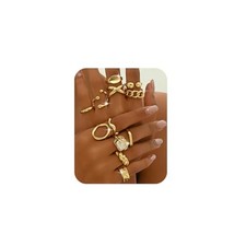 Chunky Stackable Rings Set for Women Non Tarnish Adjustable Open A-12pcs