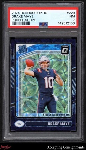2024 Donruss Optic Purple Scope #229 Drake Maye Rated Rookie RC PSA 7 PATRIOTS