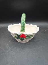 Lefton Holly Berry Candy Dish Basket Dish 197...