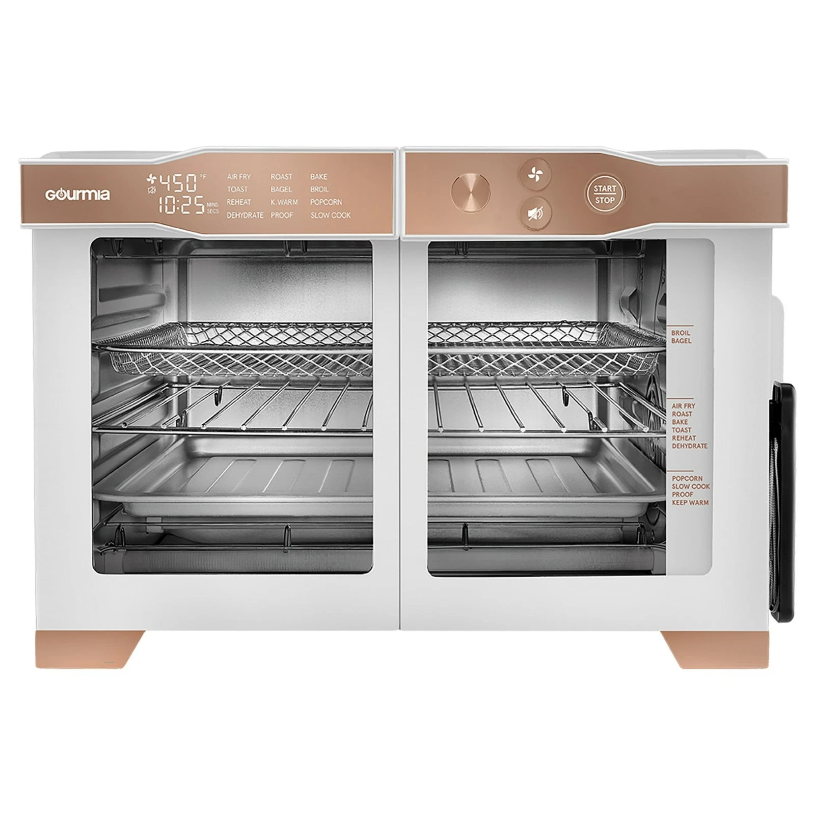 Gourmia French Door 6-Slice Digital Toaster Oven Air Fryer with Integrated Tempe