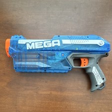 NERF Mega Magnus Sonic Blue Transparent Dart Gun for Ages 8-11 Years