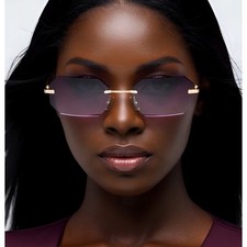 Sunglasses Gradient Lenses Gold Frame Women Chic Shades UV400 Protection Fancy