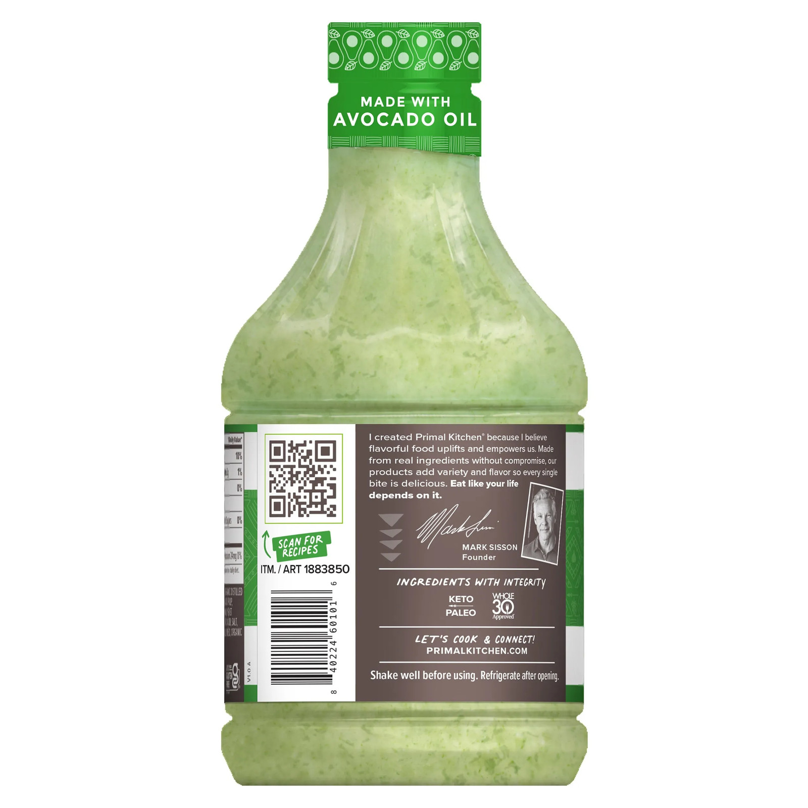 Primal Kitchen Avocado Lime Sauce & Salad Dressing, Made w/ Avocado Oil, 31 oz
