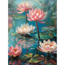 Diamond Art Kits for Adults Lotus, 5D Flowers Diamond Painting Kits for Adults
