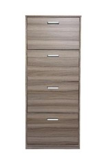 Mobile Scarpiera Salvaspazio in Legno 4 Ante Marrone 60 x 24 x 150 cm
