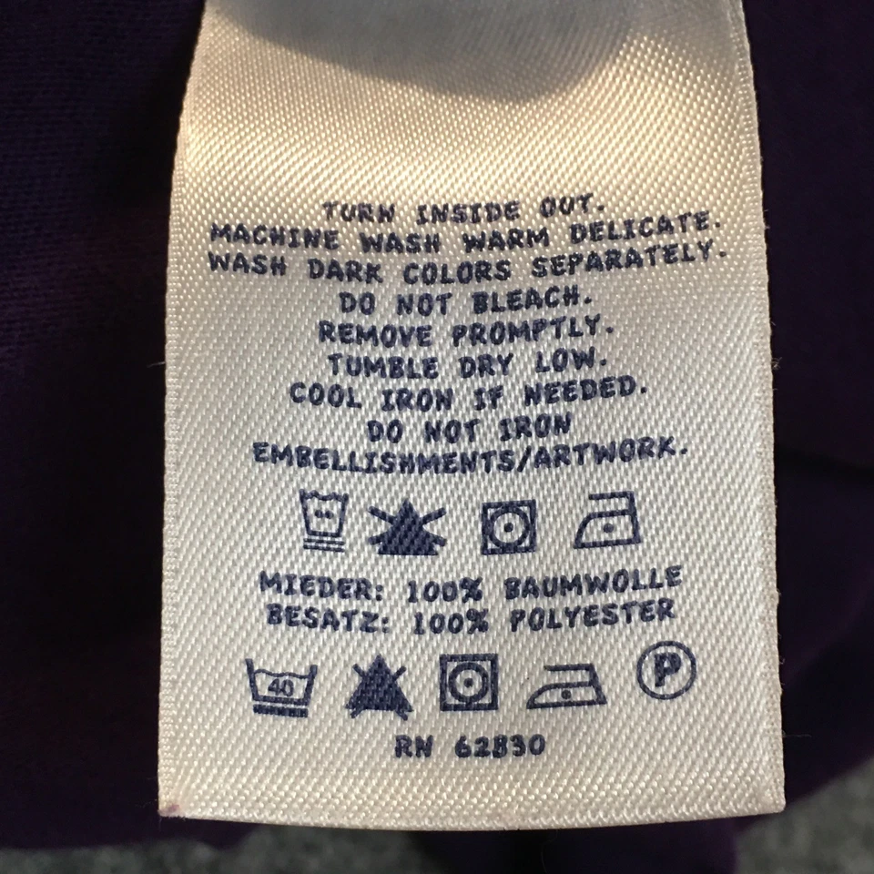 Lands' End Girls Sz 10/12 Shirt Purple Ruffle Long Sleeve 100% Cotton Bohemian - Image 4 of 4