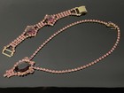 Vintage Gold Tonę SET Light and Dark Pink Stones Bracelet 15" Necklace — photo 3