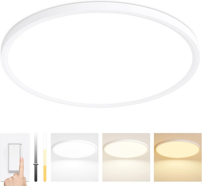 Dimmable 24'' LED Flush Mount Ceiling Light, 3 Color Options, Modern Design
