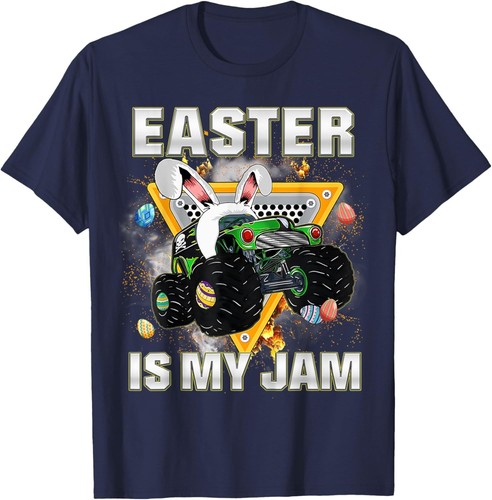 Kids Easter Is My Jam Monster Truck Bunny Boys Toddlers T-Shirt Hoodie - Picture 7 of 17
