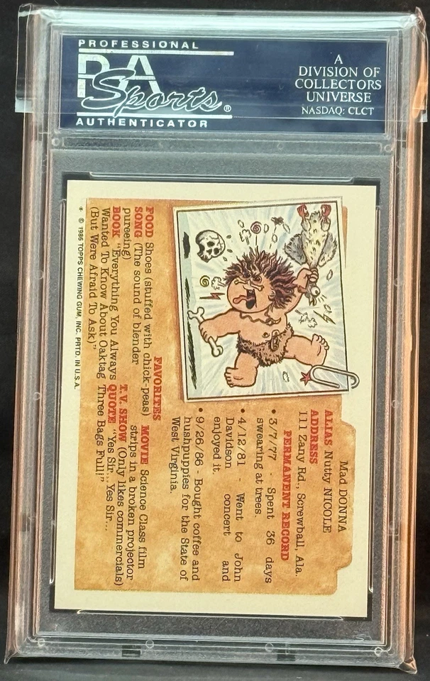 1986 GARBAGE PAIL KIDS SERIES 5 #190A GORY RORY PSA 10 GEM MINT - Image 2 of 2