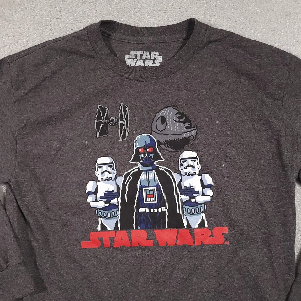 Camiseta Star Wars Darth Vader Storm Troopers Juvenil XL Gris Manga Larga Gráfico Foto 3 de 4