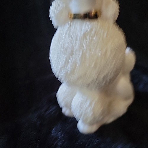 1950 weiße Spaghetti zuckerbeschichteter Pudel Hund Figur 6 Zoll goldenes Halsband Vintage - Bild 5 von 19