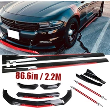 Front Bumper Lip Splitter Spoiler Side Skirt Body Kit For Dodge Charger Glossy