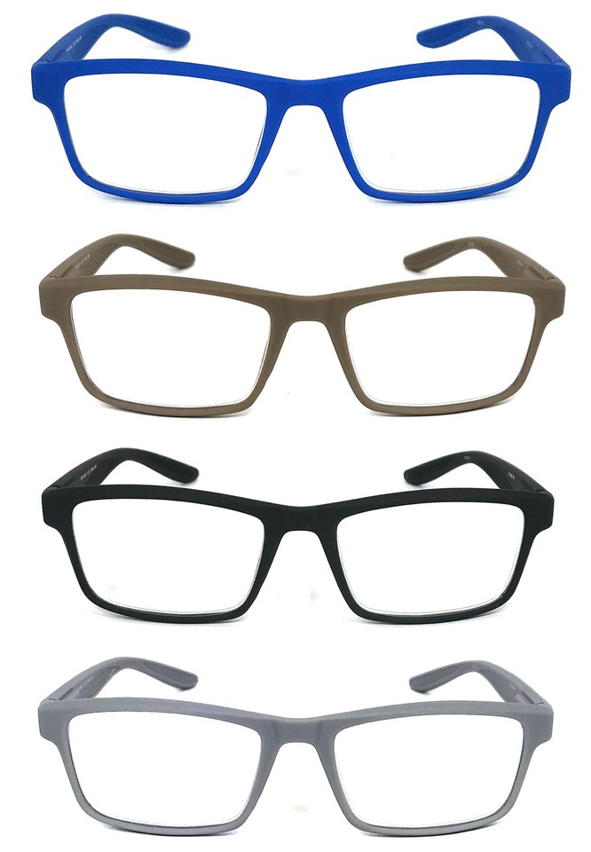 Men Women Square Frame Reading Glasses Spring Hinges Temples Rubberized men-women-square-frame-reading-glasses-spring-hinges-temples-rubberized