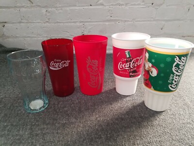 Coke Coca Cola Plastic Cup Lot Of 5 Red Enjoy Classic Santa | eBay