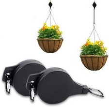 2X Hanging Basket Pully Hook Retractable Hanger 10KG Load Capacity Garden Home