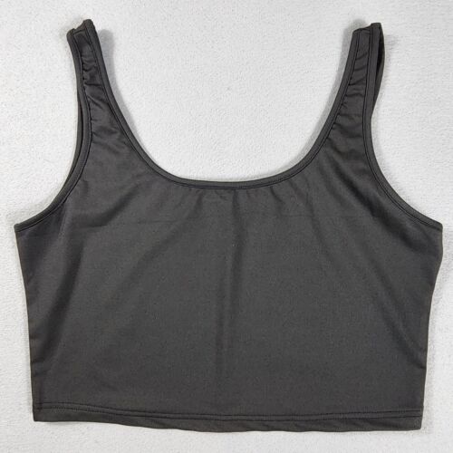 Camisole Crop Tank Top Sleeveless Slim Fit Shirt Womens Size Tall XL Black - Picture 3 of 8